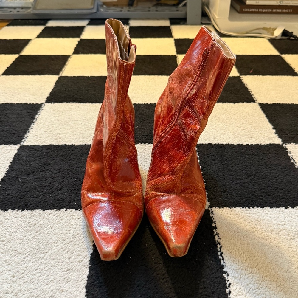 Women's Red Leather Boots